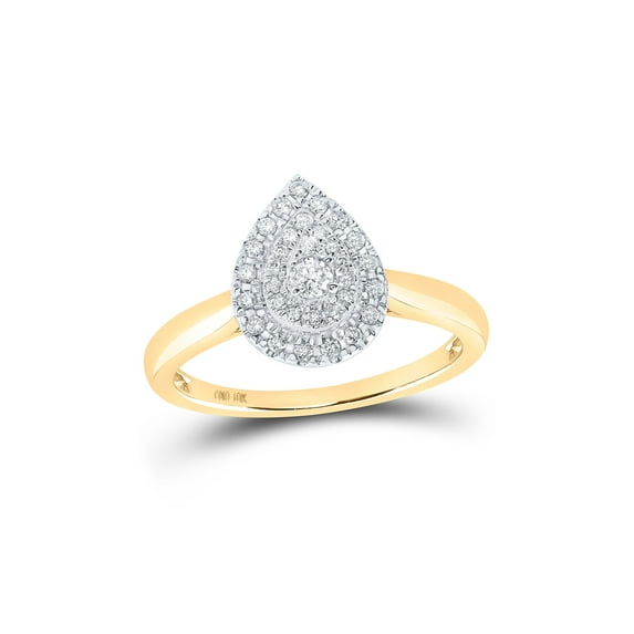 Mia Diamonds 10kt Yellow Gold Womens Round Diamond Teardrop Ring 1/3 Cttw