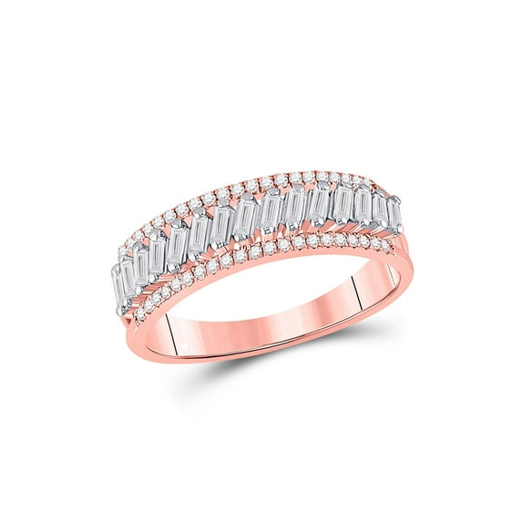 Mia Diamonds 14kt Rose Gold Womens Baguette Diamond Modern Anniversary Ring 1/2 Cttw