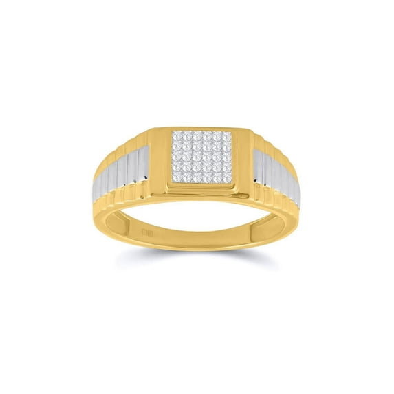 Mia Diamonds 14kt Two-tone Gold Mens Princess Diamond Ribbed Cluster Ring 1/4 Cttw