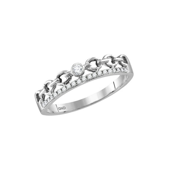 Mia Diamonds 14kt White Gold Womens Round Diamond Rolo Link Stackable Band Ring 1/12 Cttw