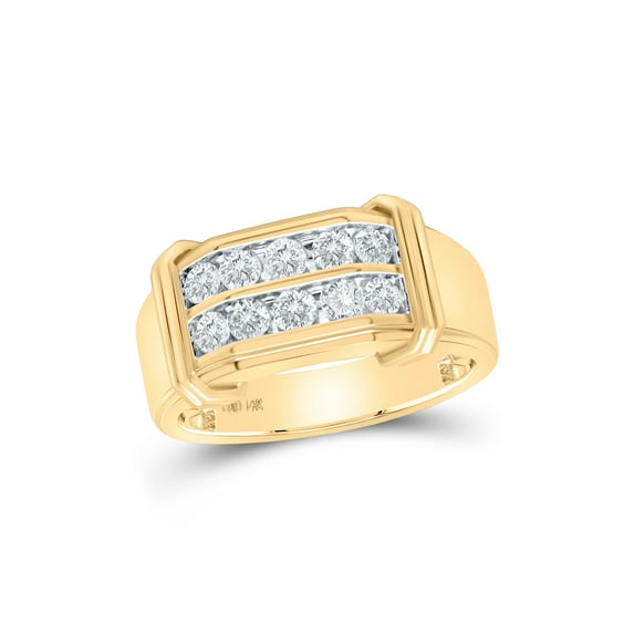 Mia Diamonds 14kt Yellow Gold Mens Round Diamond Double Row Band Ring 7/8 Cttw