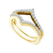 Mia Diamonds 14kt Yellow Gold Womens Round Diamond Ring Guard Wrap Enhancer Wedding Band 1/2 Cttw