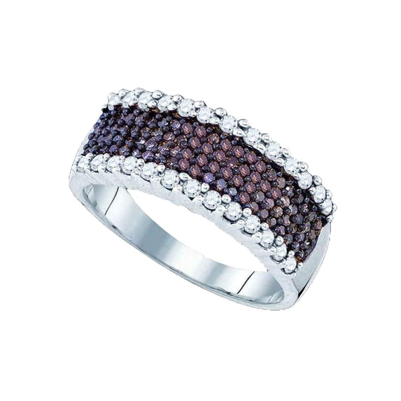 Mia Diamonds Sterling Silver Womens Round Brown Diamond Band Ring 5/8 Cttw