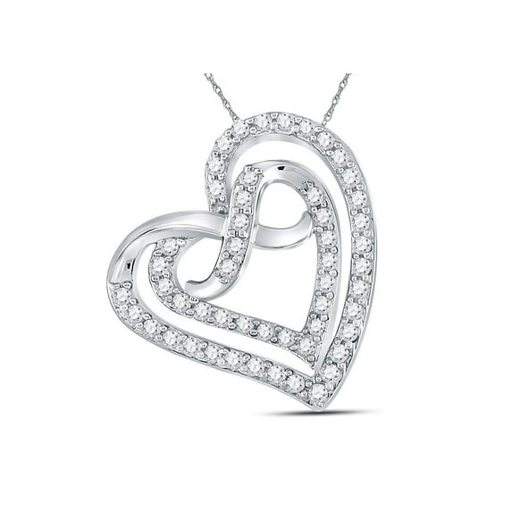 Mia Diamonds Sterling Silver Womens Round Diamond Infinity Heart Pendant 1/3 Cttw