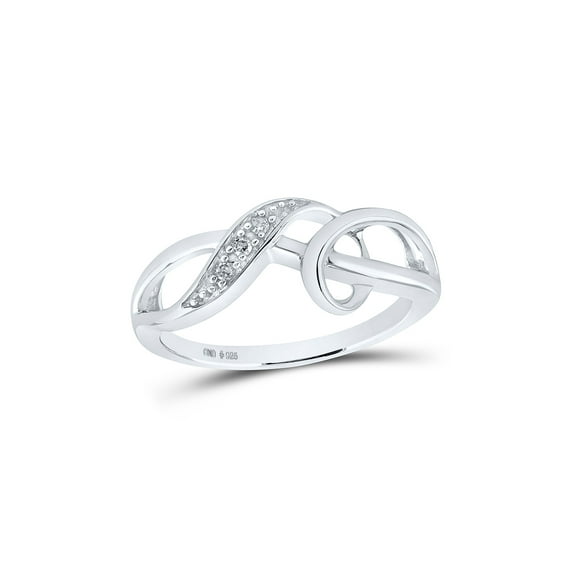 Mia Diamonds Sterling Silver Womens Round Diamond Twist Fashion Band Ring .03 Cttw