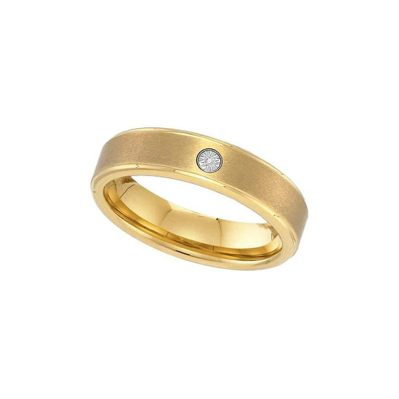 Mia Diamonds Yellow-tone Tungsten Carbide Mens Round Diamond Wedding Band Ring .01 Cttw Size 13.5