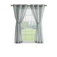 thumbnail image 1 of Mia Embellished Grommet Sheer Curtain Drape Panels, Set of 2 with Tiebacks, Light Grey, 38" x 63", 1 of 9