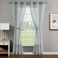 thumbnail image 1 of Mia Embellished Grommet Sheer Curtain Drape Panels, Set of 2 with Tiebacks, Light Grey, 38" x 96", 1 of 12