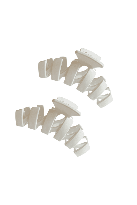 Jaw Clamp Zigzag Design, Hair Claw, Hair Accessory for Updos, French Twist, Women, Teens, Girls - Trendy Matte White (2PCS)