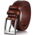thumbnail image 1 of Mia Marino Men's Genuine Leather with Single Prong Buckle Dress Belt Brown Size 32, 1 of 3
