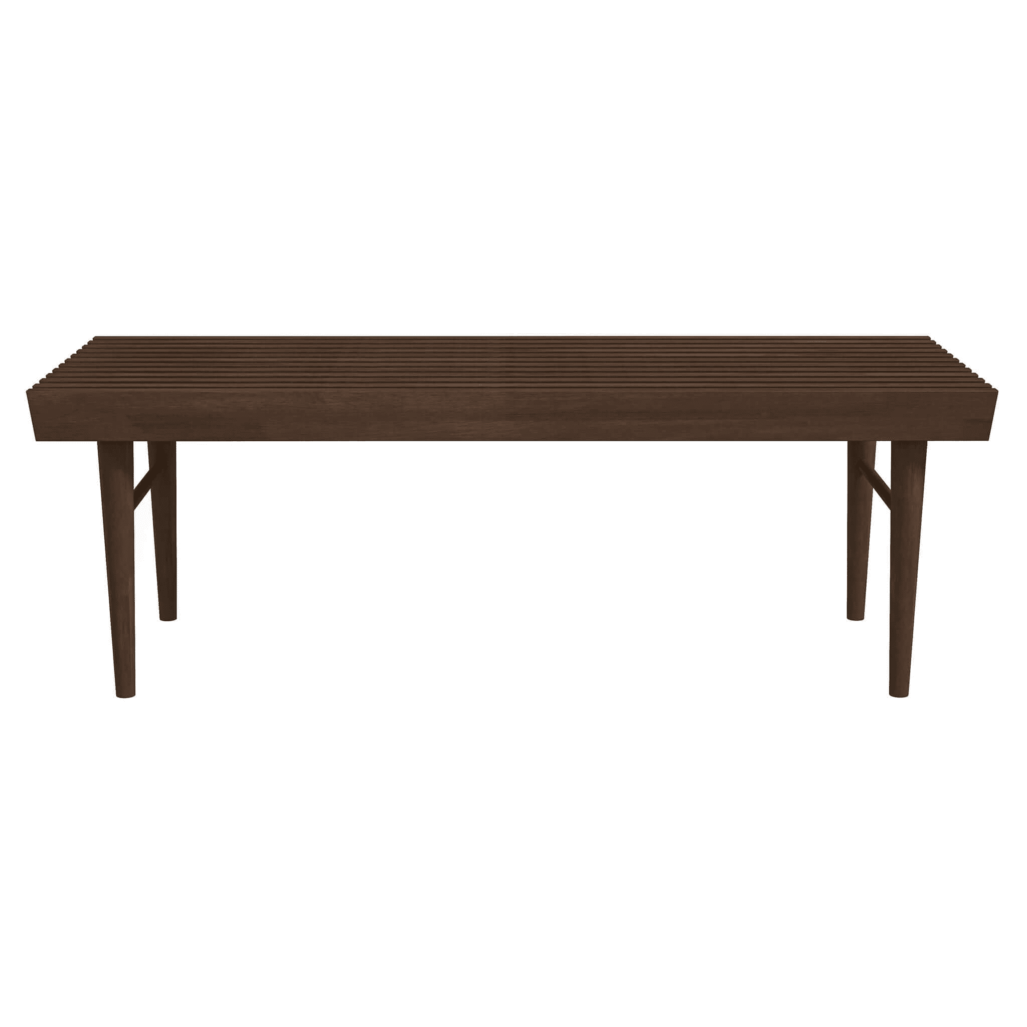 Mia Mid Century Modern Solid Wood Bench,Dark Brown Solid Wood Furniture
