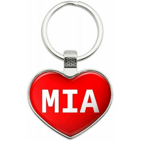 Mia - Names Female Metal Heart Keychain Key Chain Ring, Multiple Colors Available