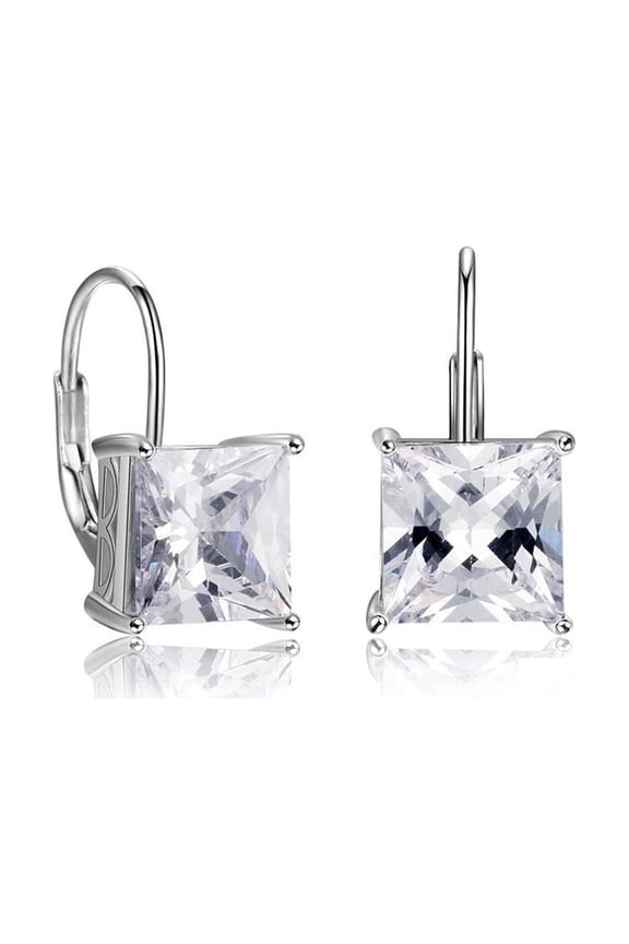 Mia Princess Cut Cz Drop Earrings Sterling Silver Womens Ginger Lyne Collection