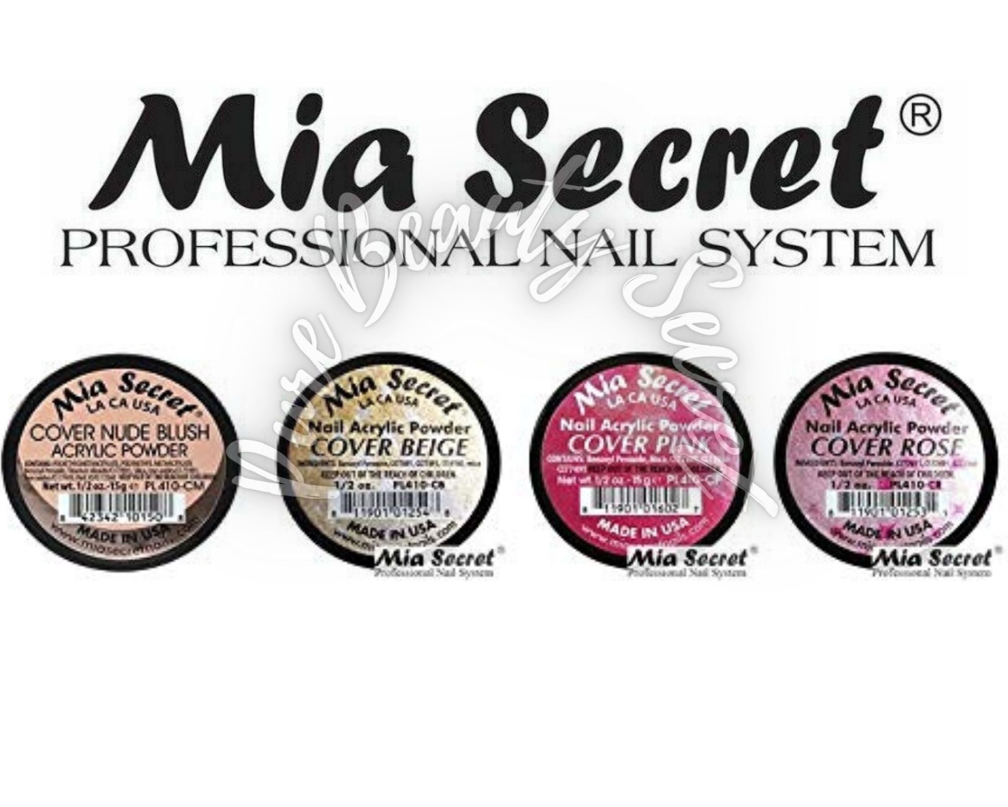 Mia Secret Acrylic Cover Powder 0.5 oz x 4 (Beige/Pink/Rose/Nude)