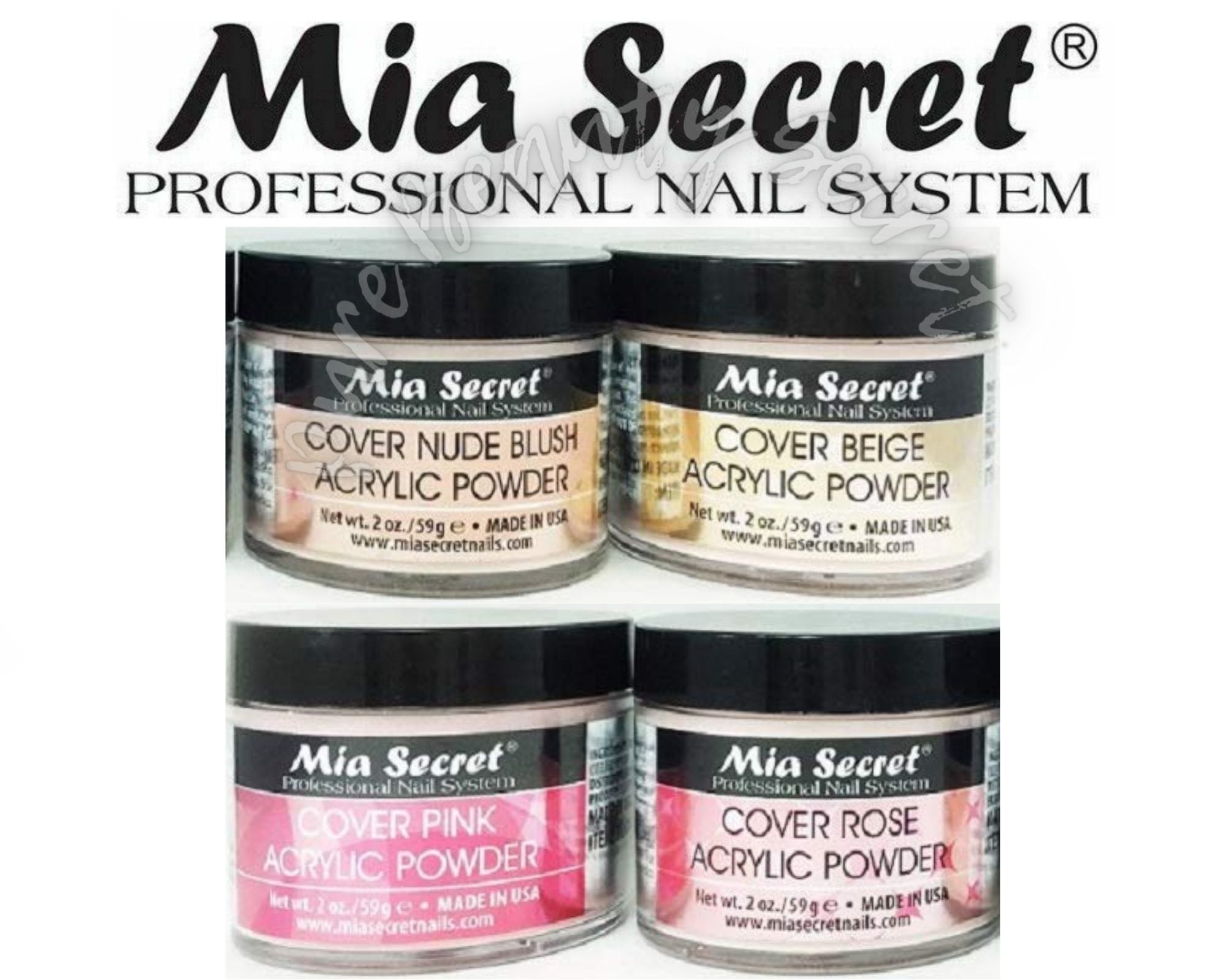 Mia Secret Acrylic Cover Powder 2 oz x 4 (Beige/Pink/Rose/Nude)