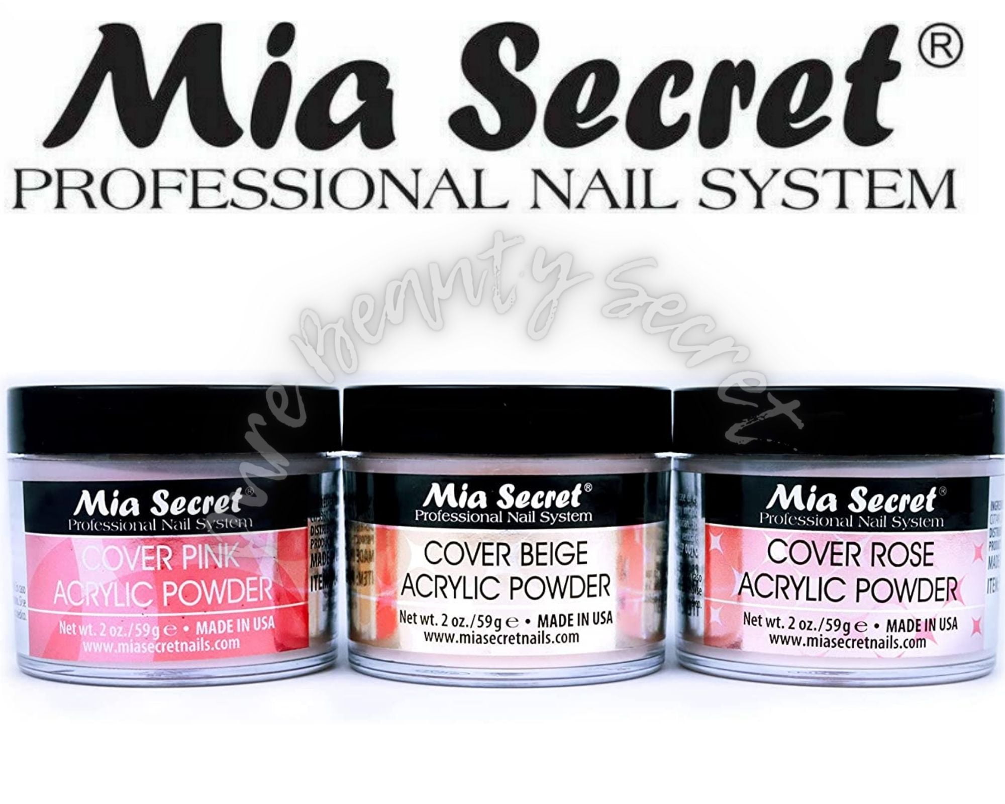 Mia Secret Acrylic Cover Powder - Beige/Pink/Rose - 2 oz ( Pack of 3 )