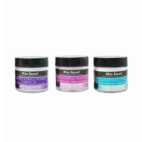 Mia Secret Acrylic Powder 1 oz x 3 (White, Pink, Clear)