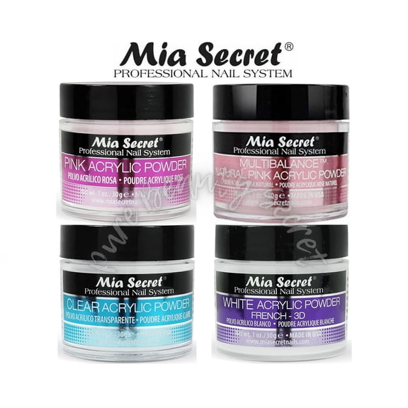 Mia Secret Acrylic Powder 1 oz x 4 (Clear/Natural Pink/Pink/White)