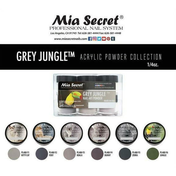 Mia Secret Acrylic Powder - Grey Jungle 6pcs