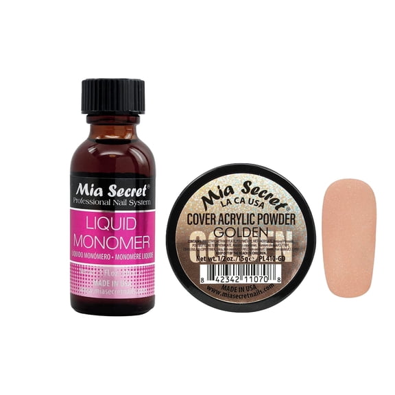 Mia Secret - Advanced EMA Liquid Monomer 1oz & Acrylic Powder Cover Golden 0.5oz Combo