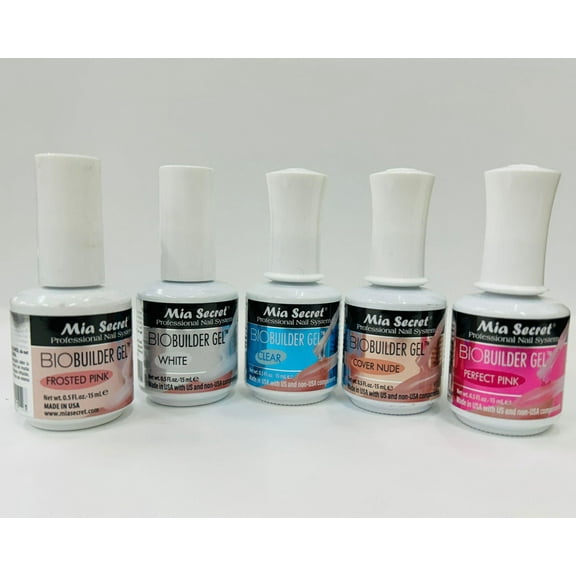 Mia Secret BIO Builder Gell 0.5 oz/15 ml -5PCS SET in Clear, Perfect Pink, Frosted Pink, Cover Nude & White