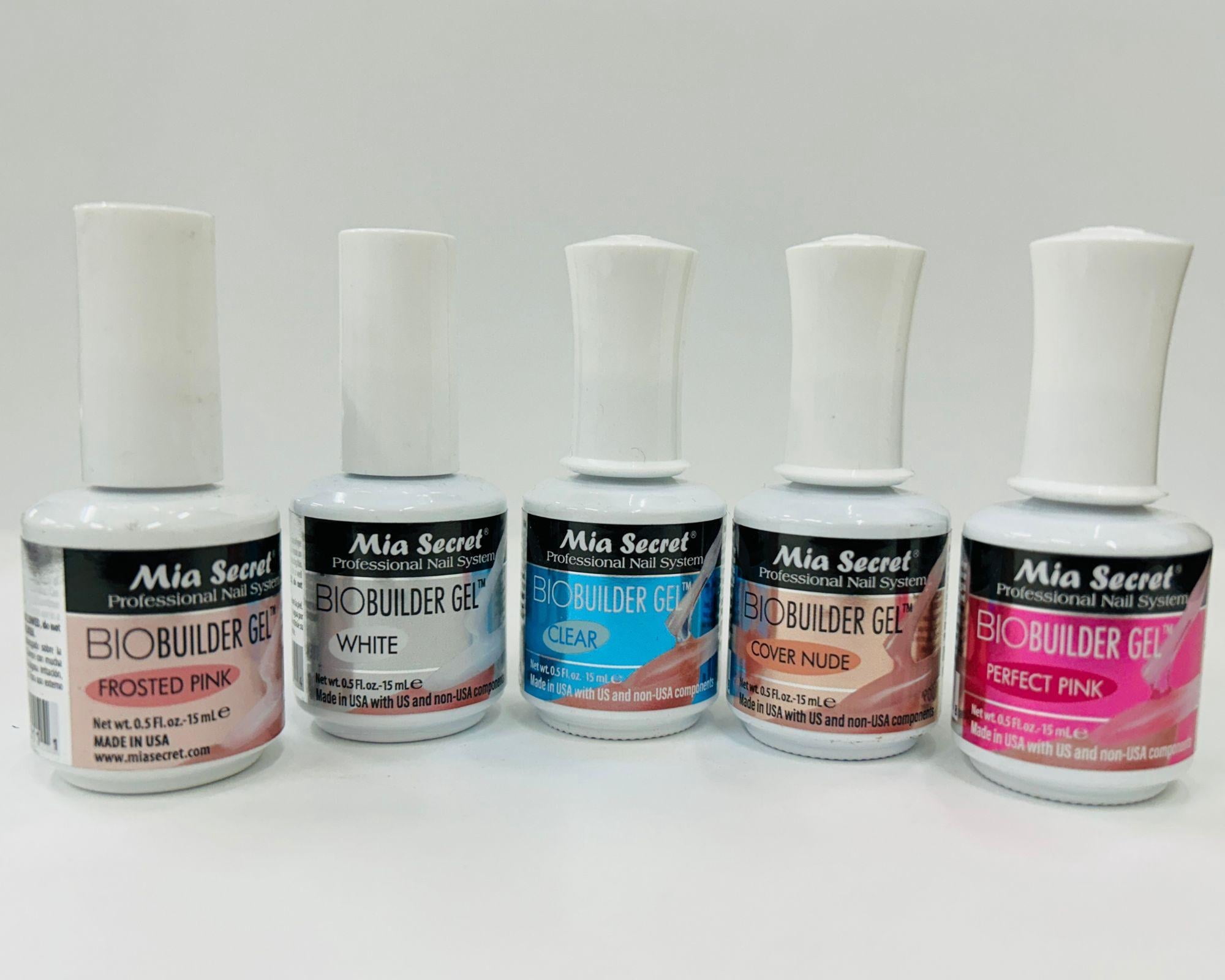 Mia Secret BIO Builder Gell 0.5 oz/15 ml -5PCS SET in Clear, Perfect Pink, Frosted Pink, Cover Nude & White