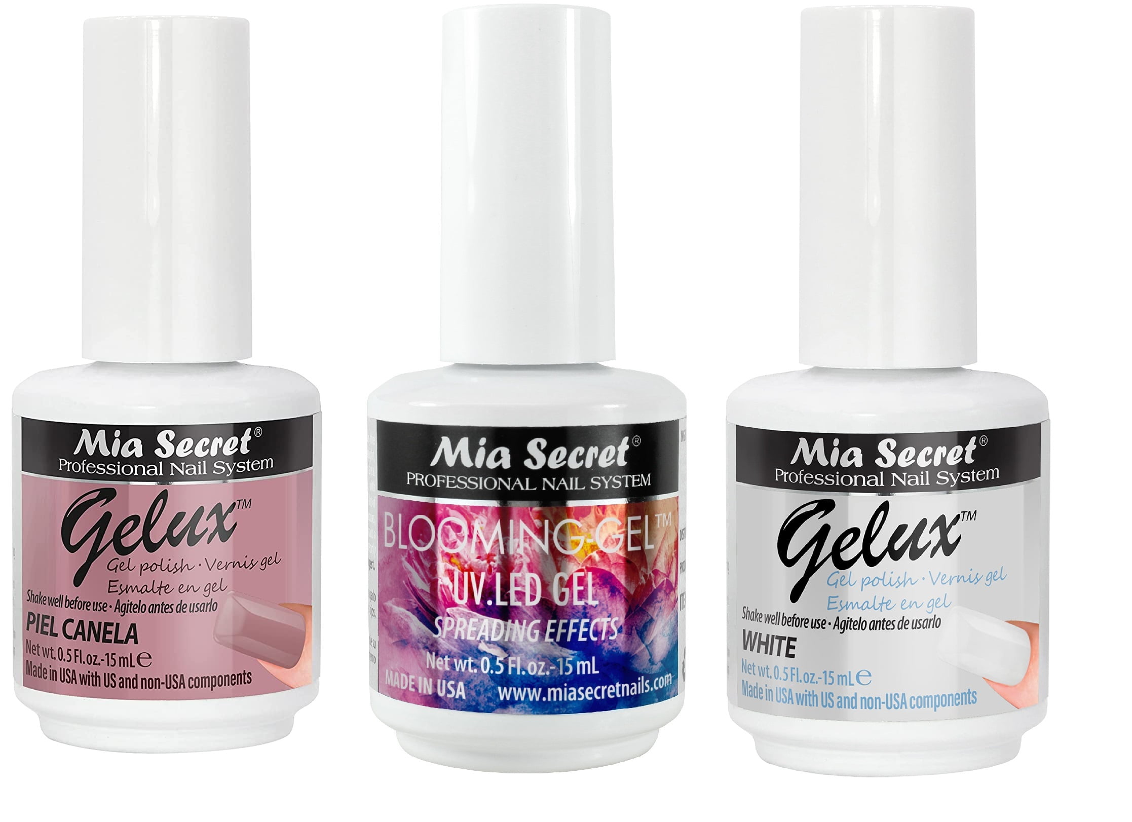 Mia Secret Blooming Gel UV LED Gel with Gelux Gel Polish - White & PIEL CANELA