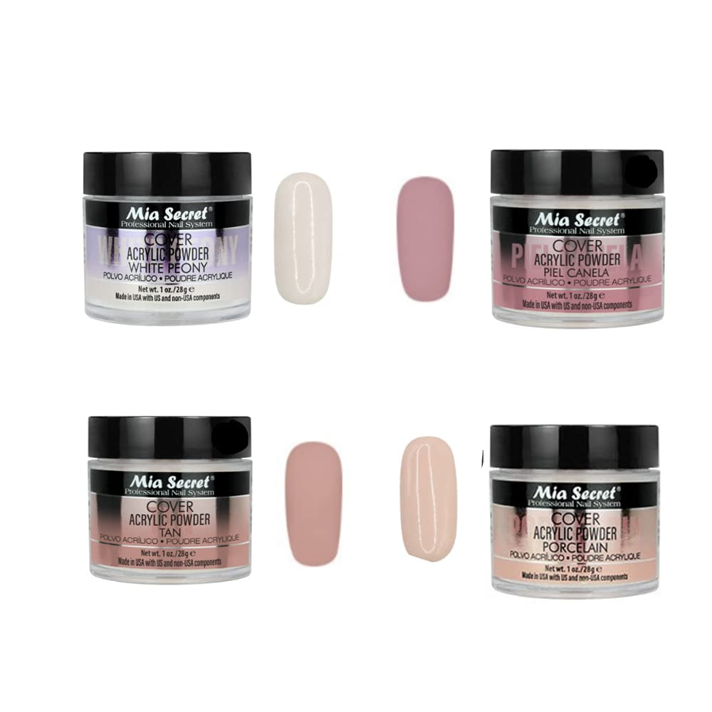 Mia Secret - COVER (WHITE PEONY+PORCELAIN+PIEL CANELA+TAN) 1 oz x 4