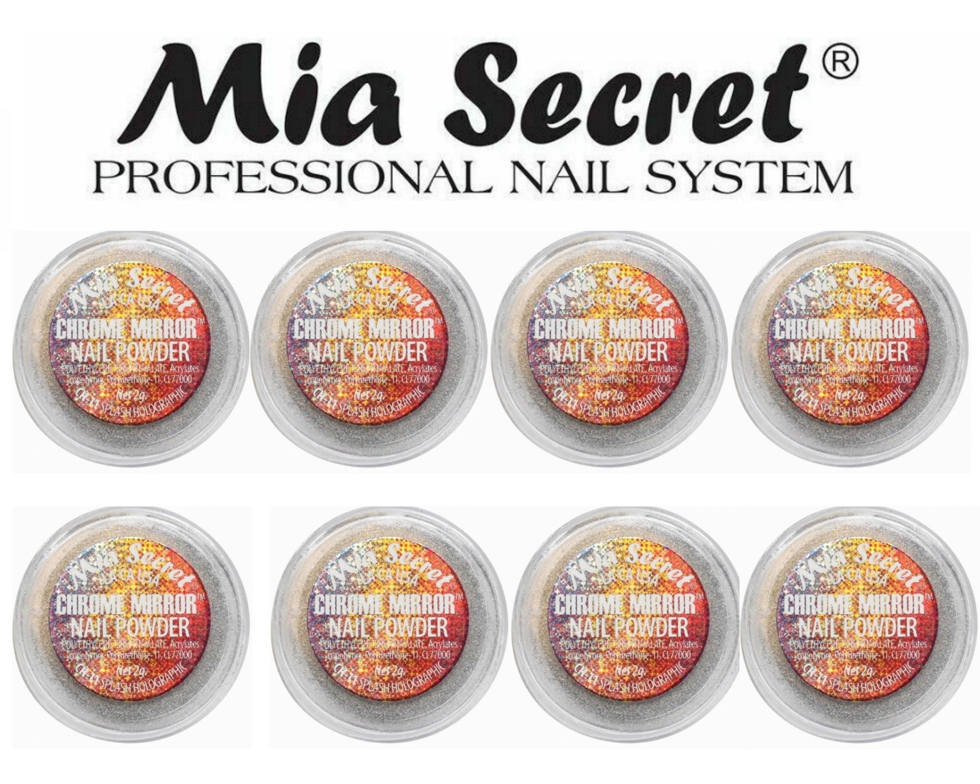 Mia Secret Chrome Mirror Powder 2g - (CH-11) Splash Holographic x 8