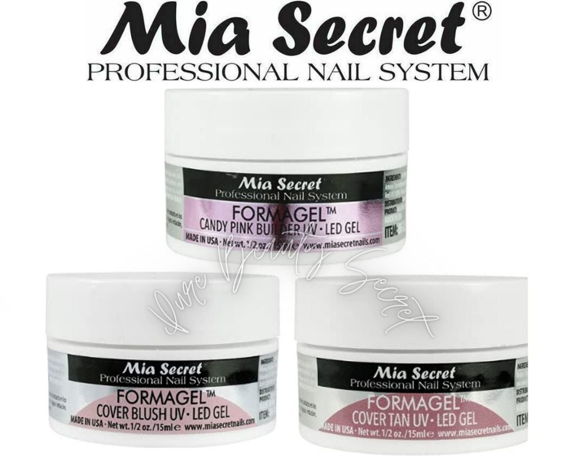 Mia Secret FORMAGEL UV/LED BUILDER GEL 0.5oz x 3 (Candy Pink + Cover Blush + Cover Tan)