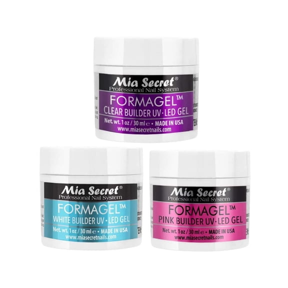 Mia Secret FORMAGEL UV/LED Builder Gel - 3pc Set - 1 oz Each - Clear, White, Pink