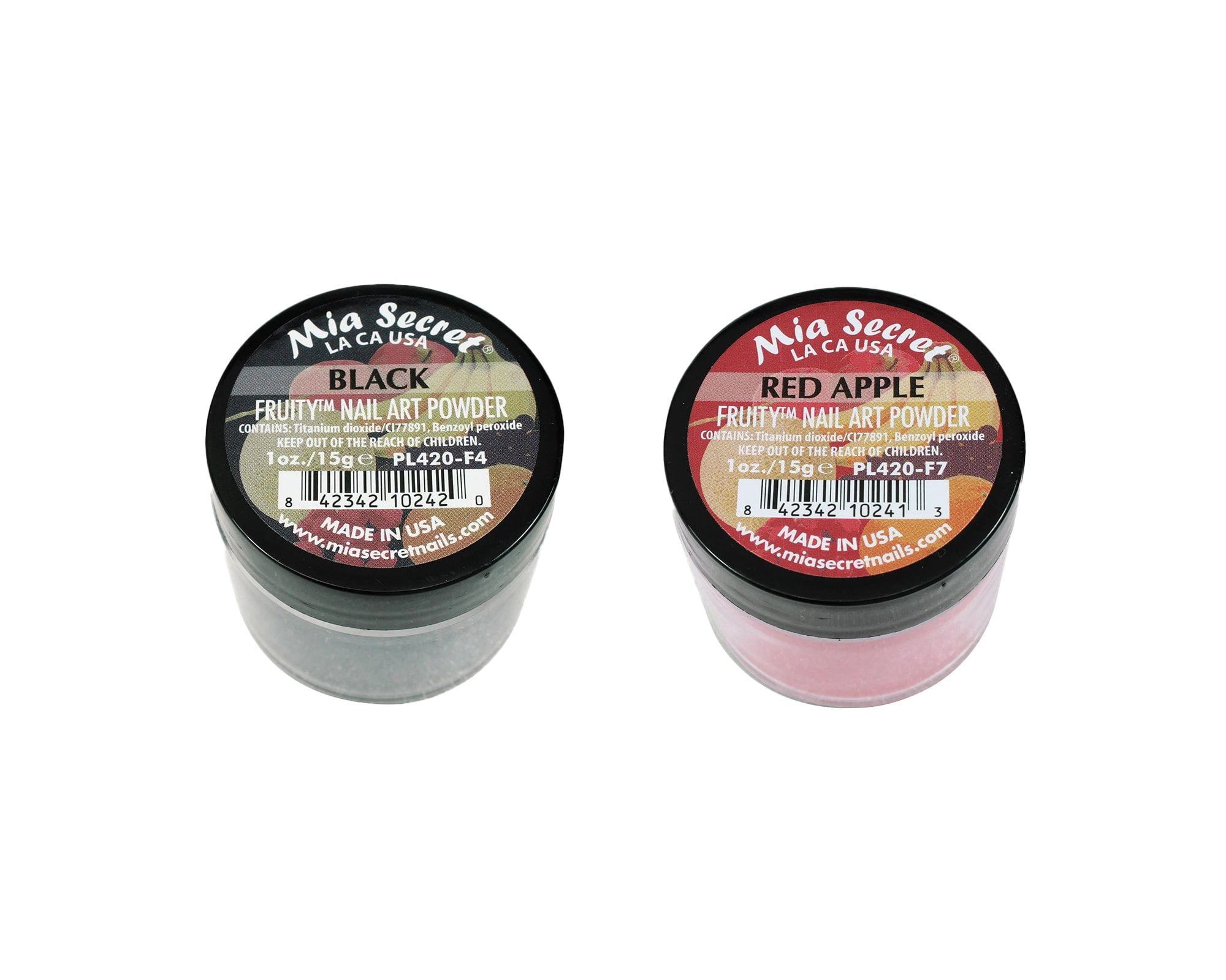 Mia Secret - Fruity Nail Art Powder - Black & Fruity Nail Art Powder - Red Apple