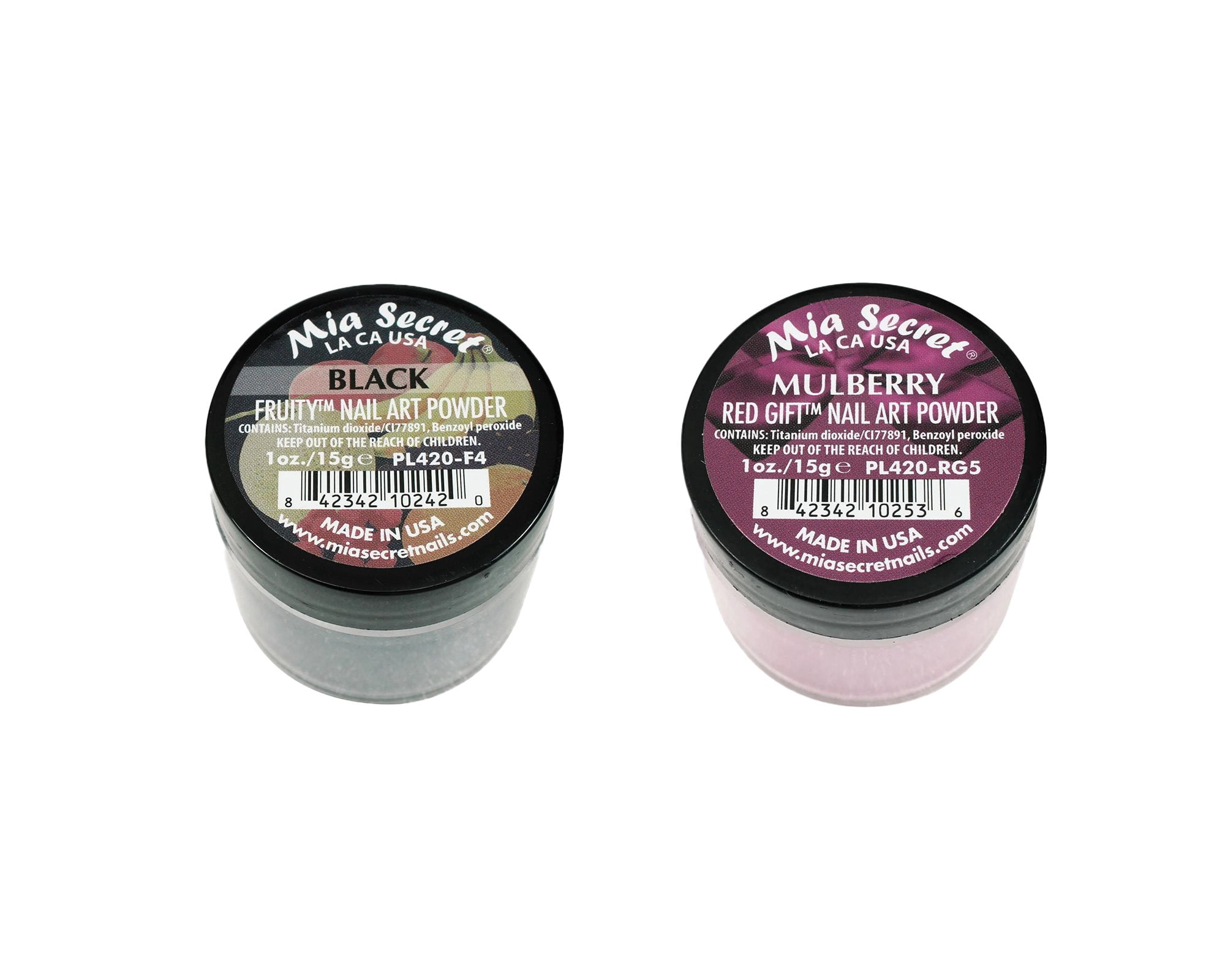 Mia Secret - Fruity Nail Art Powder - Black & Red Gift Nail Art Powder - Mulberry (1 oz. each) - Combo