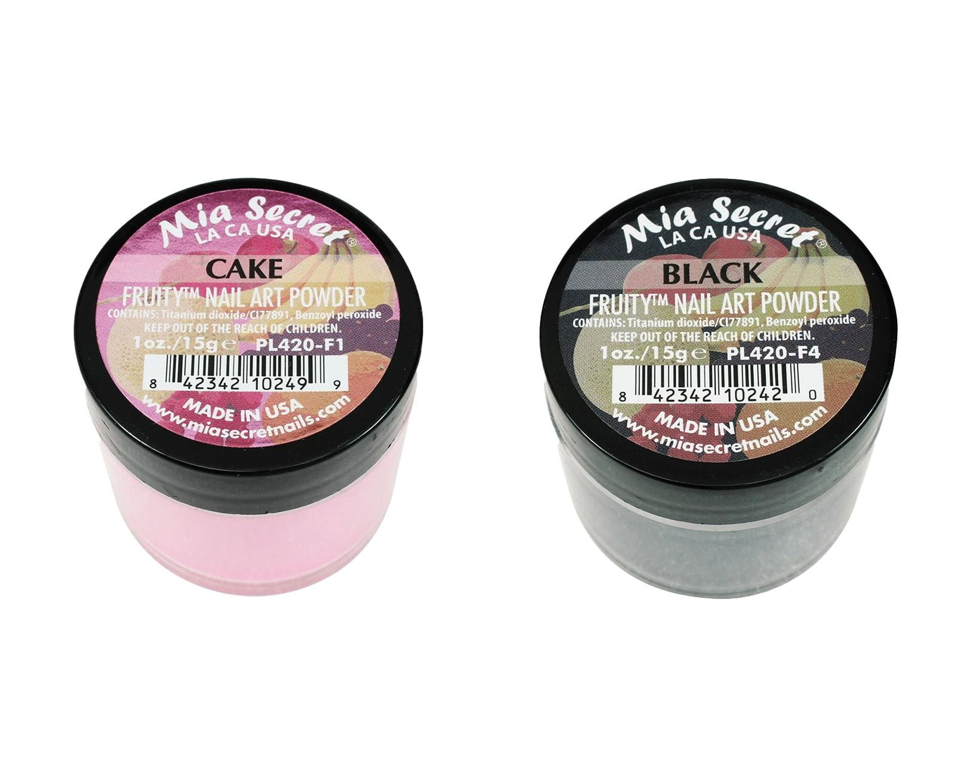 Mia Secret - Fruity Nail Art Powder- Cake + Fruity Nail Art Powder- Black (1 oz. each) - Combo