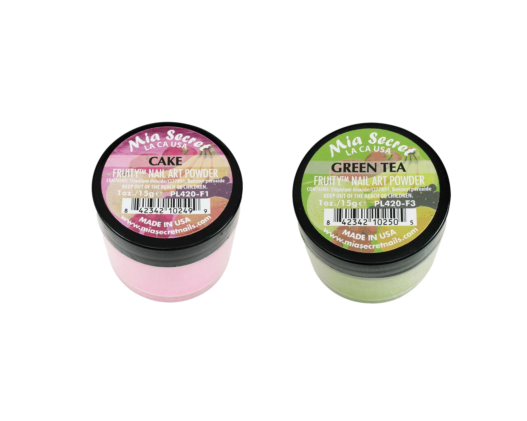 Mia Secret - Fruity Nail Art Powder- Cake + Fruity Nail Art Powder- Green Tea (1 oz. each)- Combo