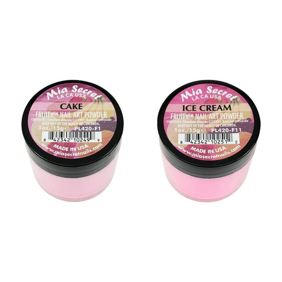 Mia Secret - Fruity Nail Art Powder- Cake & Fruity Nail Art Powder- Ice Cream (1 oz. each) - Combo