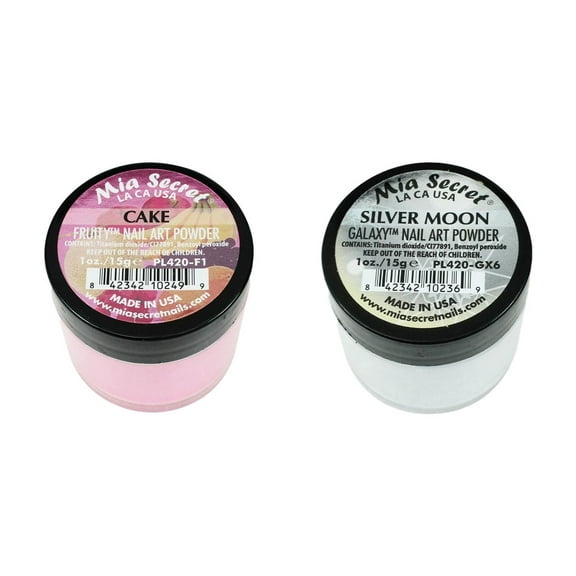 Mia Secret - Fruity Nail Art Powder - Cake & Galaxy Nail Art Powder Silver Moon (1 oz. each) - Combo