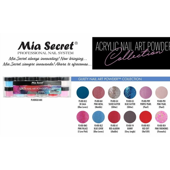 Mia Secret GUILTY Nail Art Powder Collection Acrylic System 12 PCs