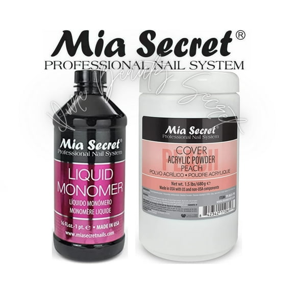 Mia Secret Liquid Monomer 16 oz & Cover Peach 1.5 lb