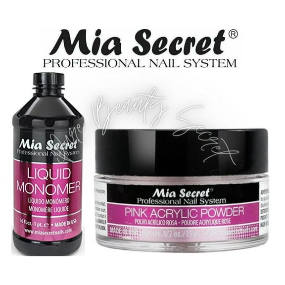 Mia Secret Liquid Monomer 16 oz and Pink Powder 0.5 oz