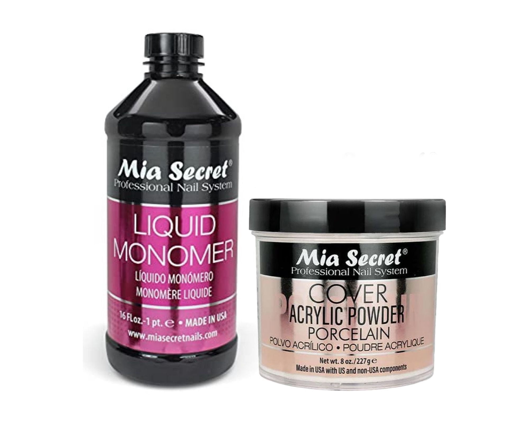Mia Secret - Liquid Monomer 16oz. & Cover Acrylic Powder Porcelain 8oz. - Combo