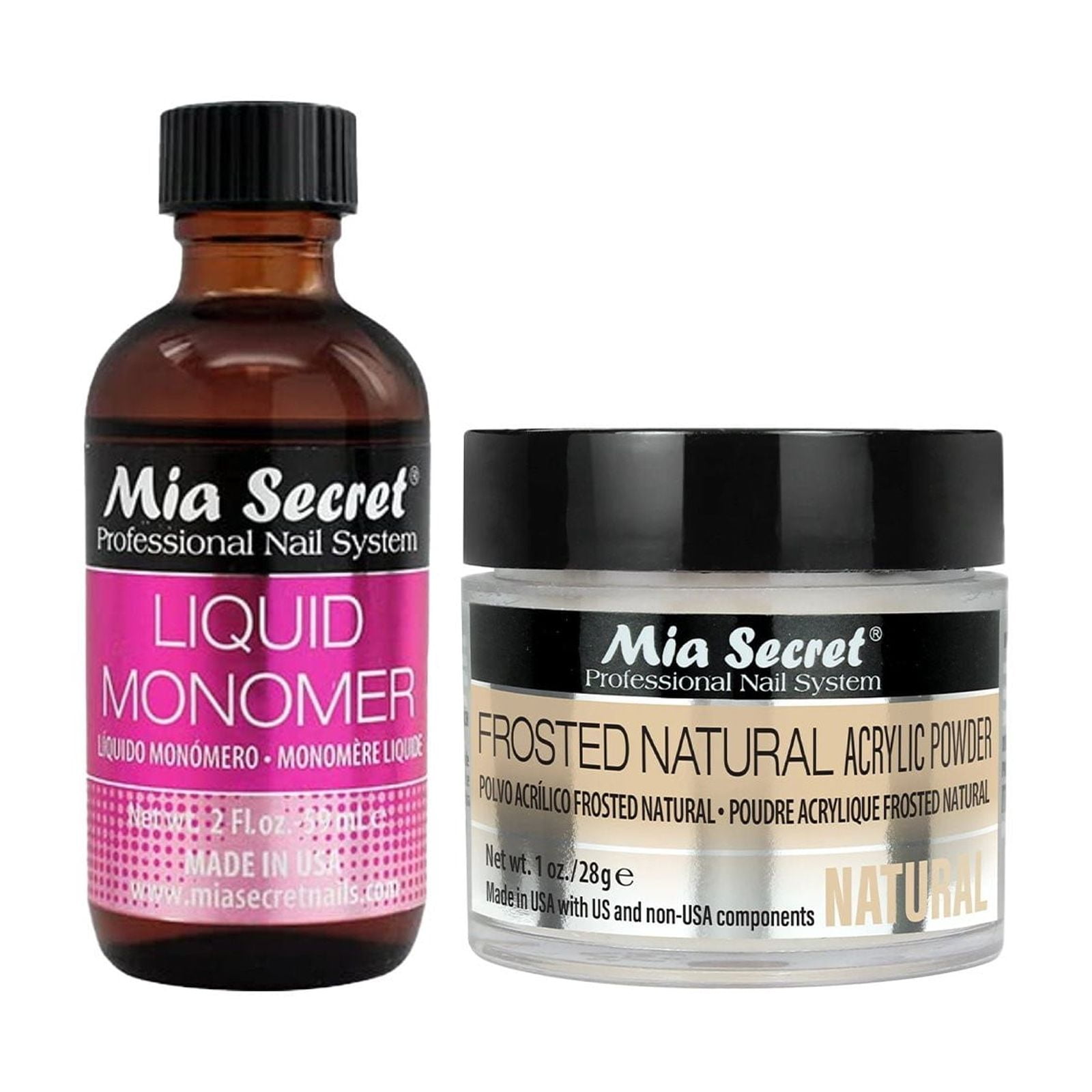 Mia Secret - Liquid Monomer 2 oz & Frosted Natural Acrylic Powder 1 oz - Combo