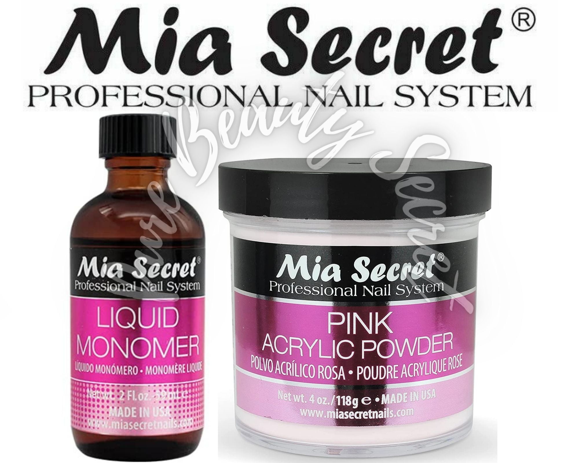 Mia Secret Liquid Monomer 2 oz and Pink Powder 4 oz
