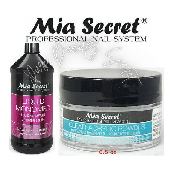 Mia Secret Liquid Monomer 32 oz and Clear Powder 0.5 oz