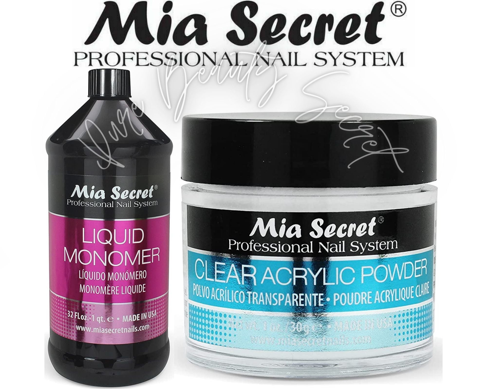 Mia Secret Liquid Monomer 32 oz and Clear Powder 1 oz