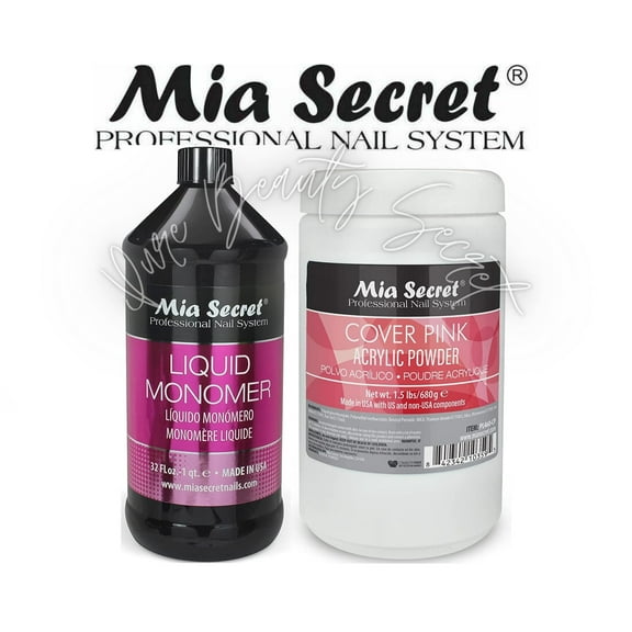 Mia Secret Liquid Monomer 32 oz and Cover Pink Powder 1.5 lb