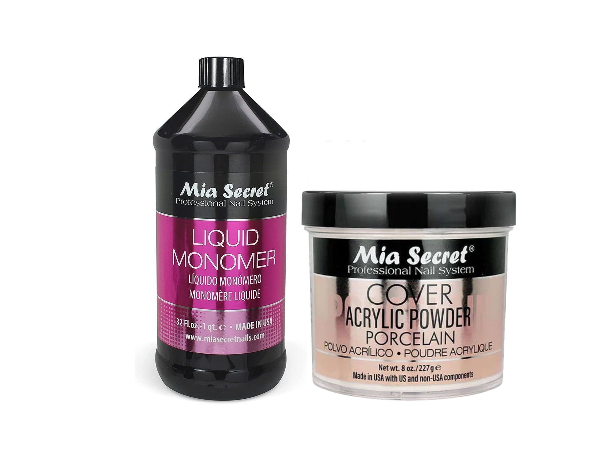Mia Secret - Liquid Monomer 32oz. & Cover Acrylic Powder Porcelain 8oz. - Combo
