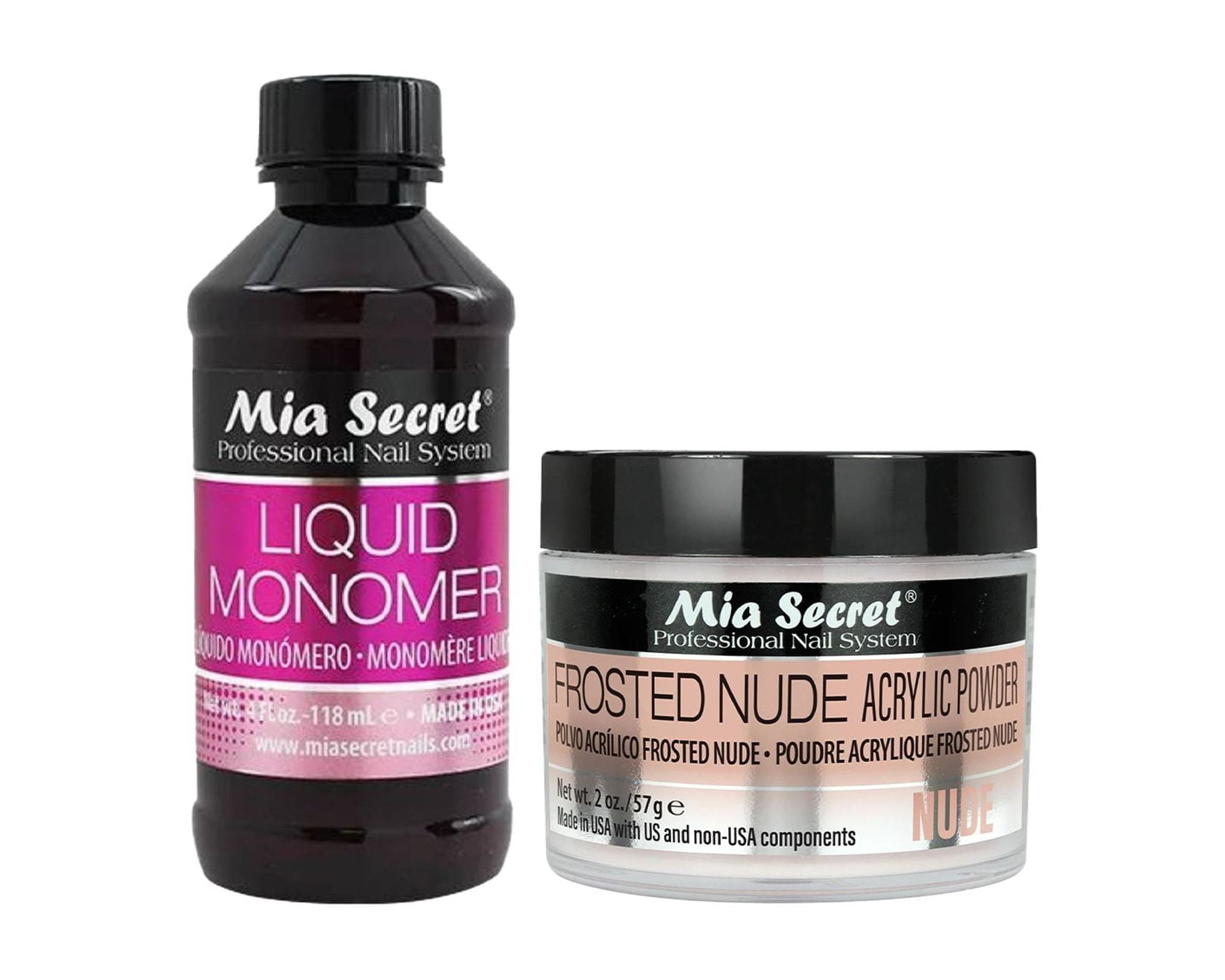 Mia Secret - Liquid Monomer 4 oz & Acrylic Powder - Frosted Nude 2 oz - Combo