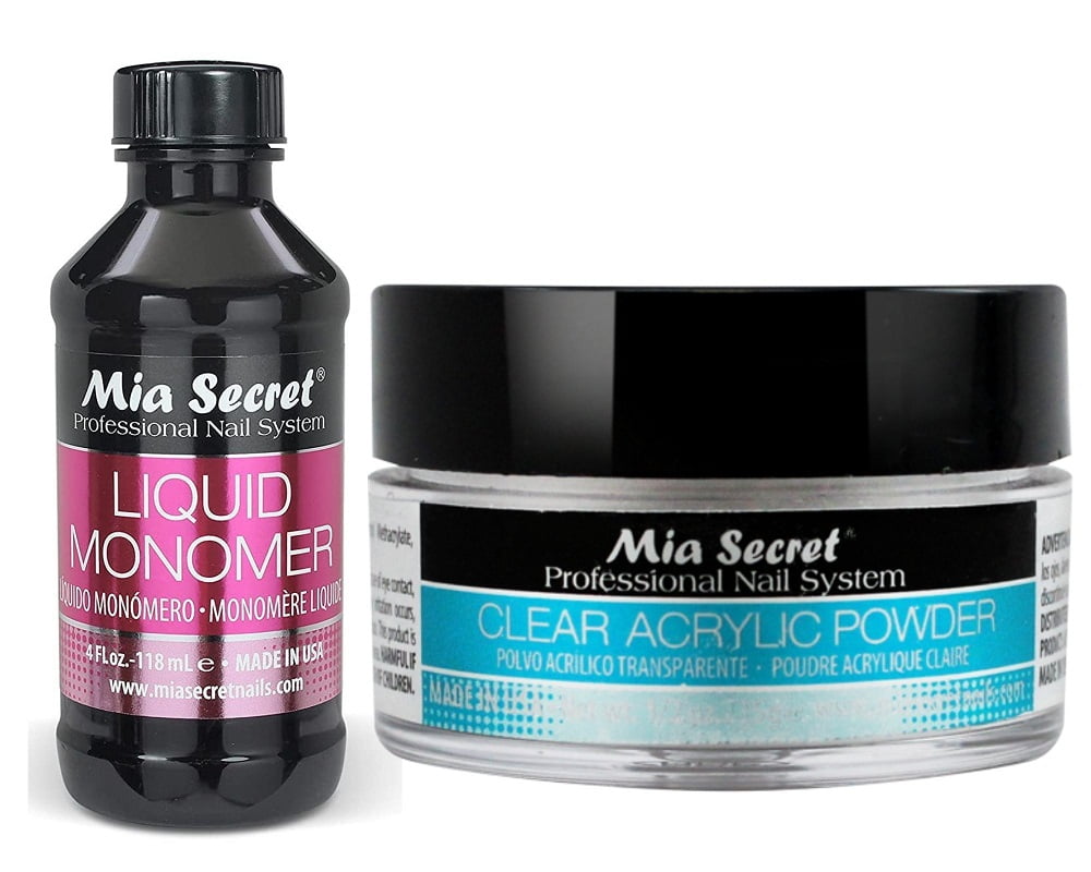 Mia Secret Liquid Monomer 4 oz and CLEAR Powder 0.5 oz