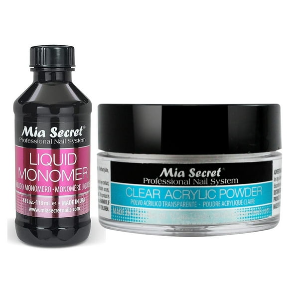 Mia Secret Liquid Monomer 4 oz and CLEAR Powder 0.5 oz